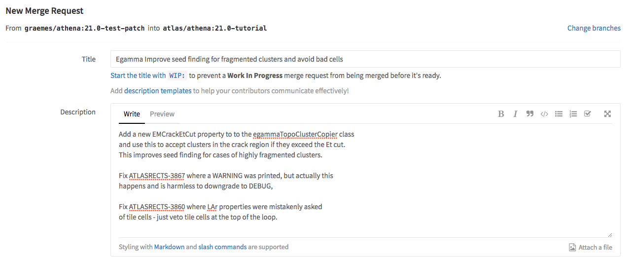 GitLab merge request interface